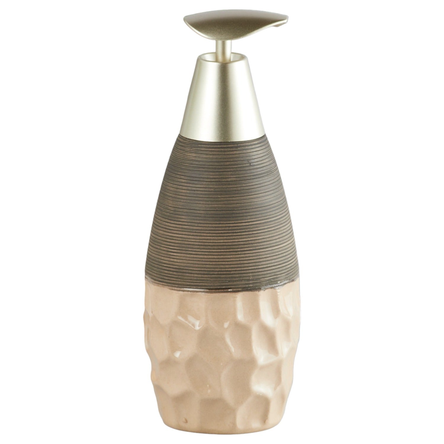 Ceramic Soap Dispenser for handwash for Bathroom, Beige/Grey, (Set of 1) (10298)