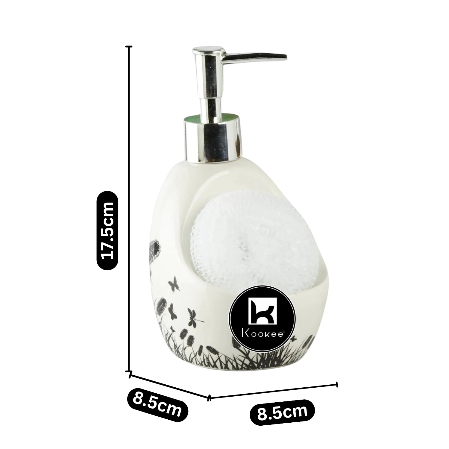 Ceramic Soap Dispenser for handwash for Bathroom, White/Black, (Set of 1) (10300)