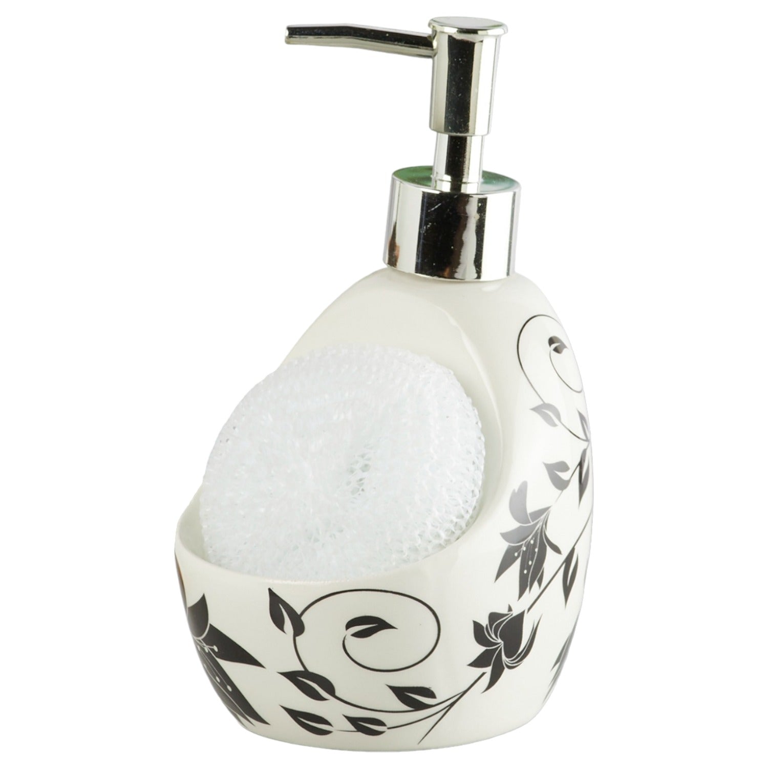 Ceramic Soap Dispenser for handwash for Bathroom, White/Black, (Set of 1) (10300)