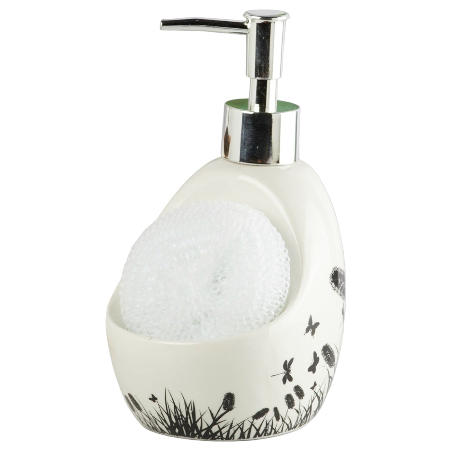 Ceramic Soap Dispenser for handwash for Bathroom, White/Black, (Set of 1) (10301)