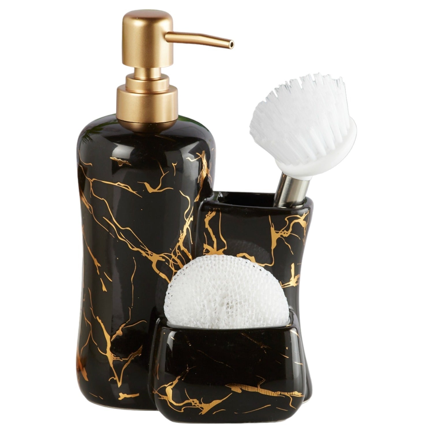Ceramic Soap Dispenser for handwash for Bathroom, Black/Gold, (Set of 1) (10304)