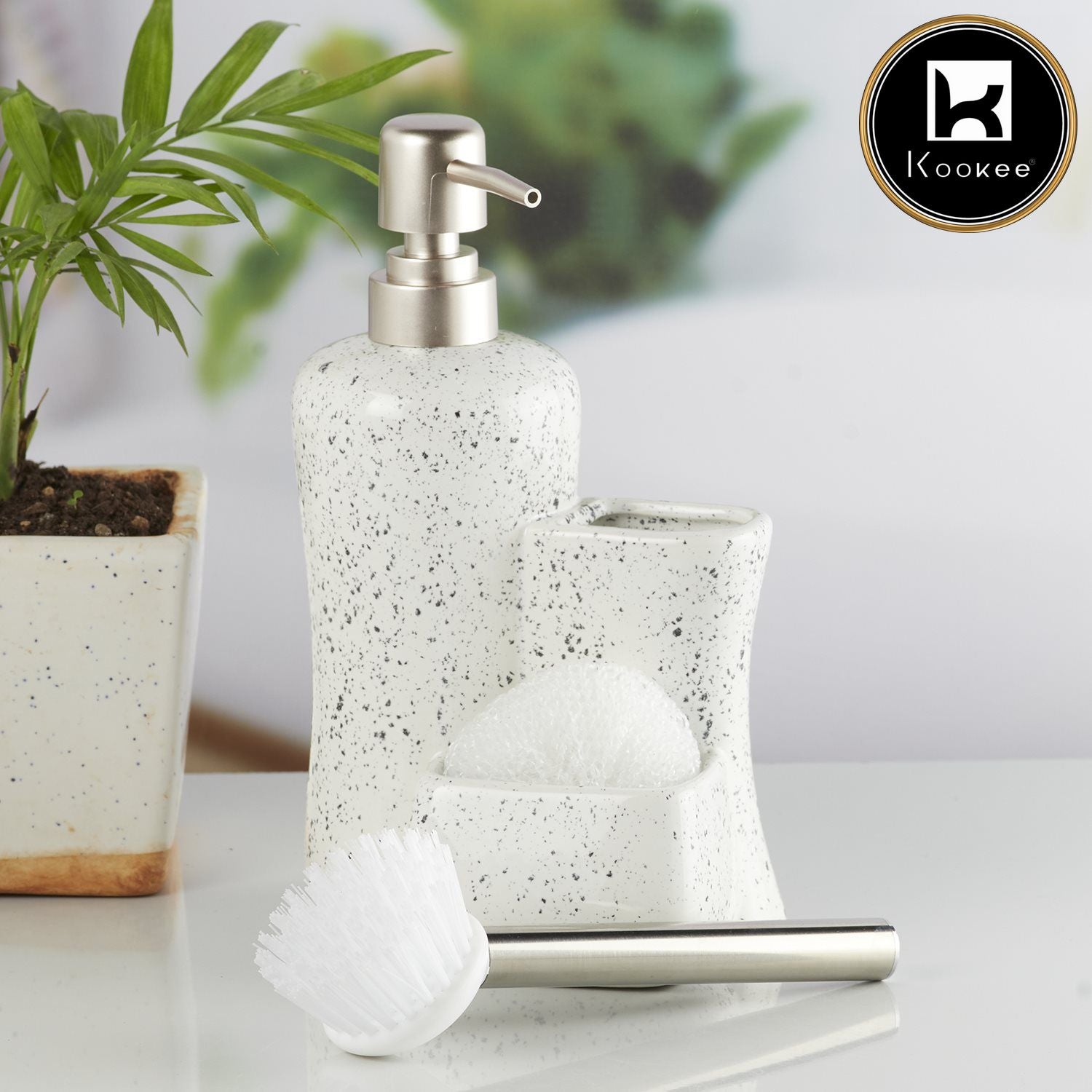 Kookee Ceramic Soap Dispensers, White, ART10306