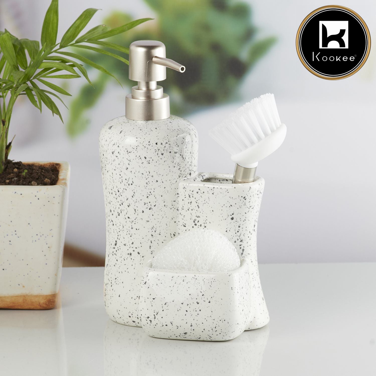 Kookee Ceramic Soap Dispensers, White, ART10306
