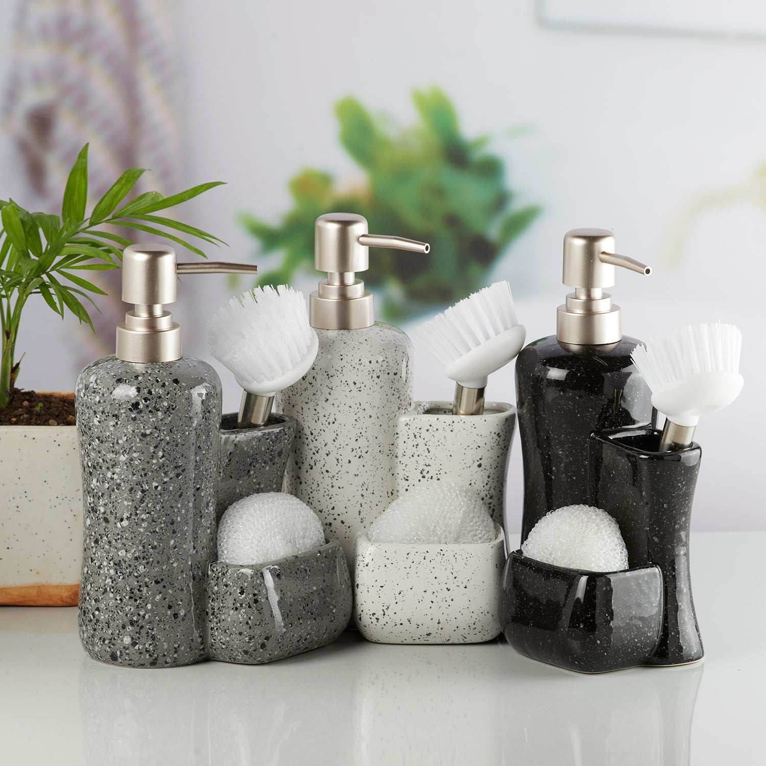 Ceramic Soap Dispenser handwash Pump for Bathroom, Set of 1, White (10306)