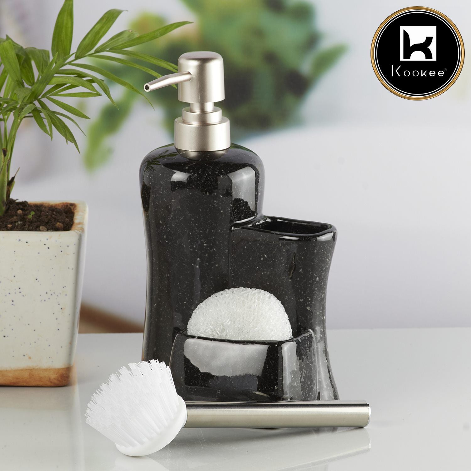 Kookee Ceramic Soap Dispensers, Black, ART10307