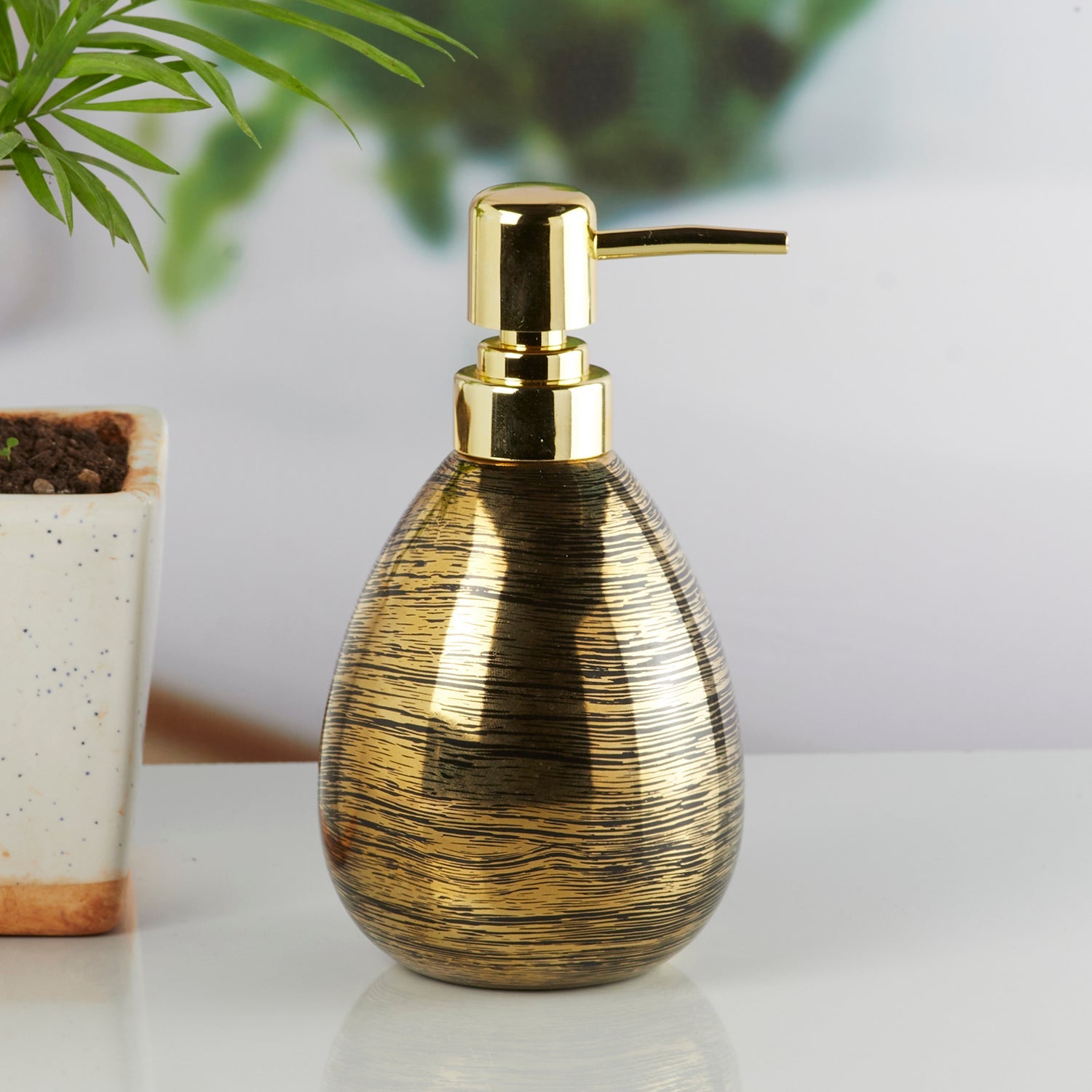 Ceramic Soap Dispenser handwash Pump for Bathroom, Set of 1, Stone (10312)