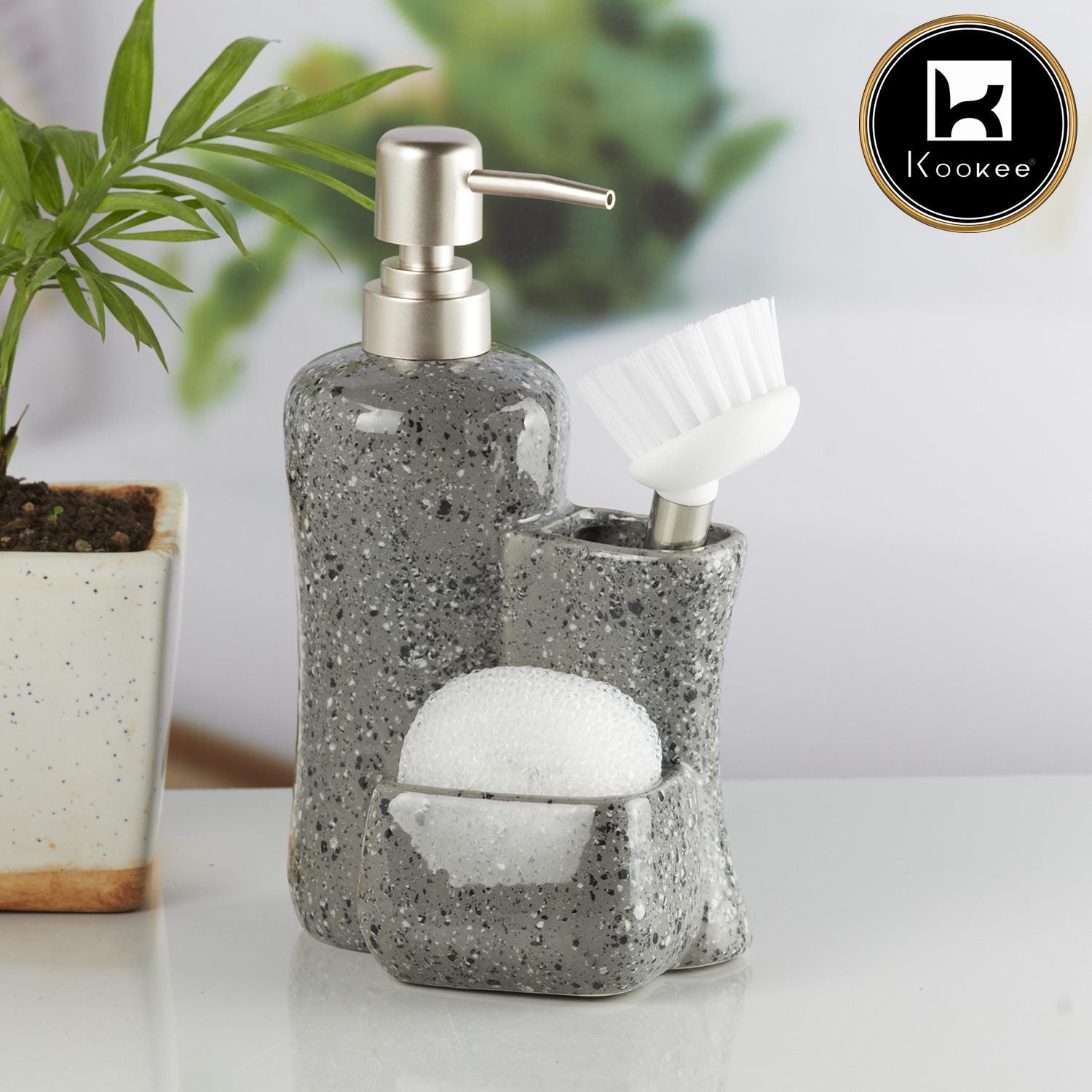 Kookee Ceramic Soap Dispensers, Grey, ART10315