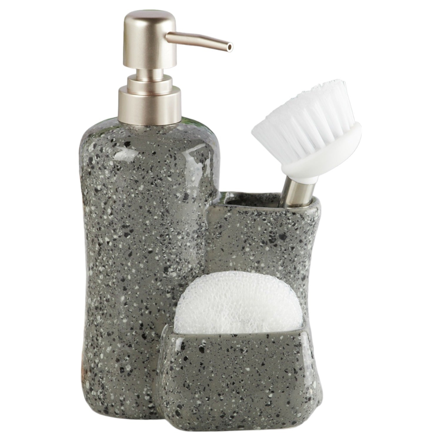 Ceramic Soap Dispenser for handwash for Bathroom, Grey, (Set of 1) (10315)