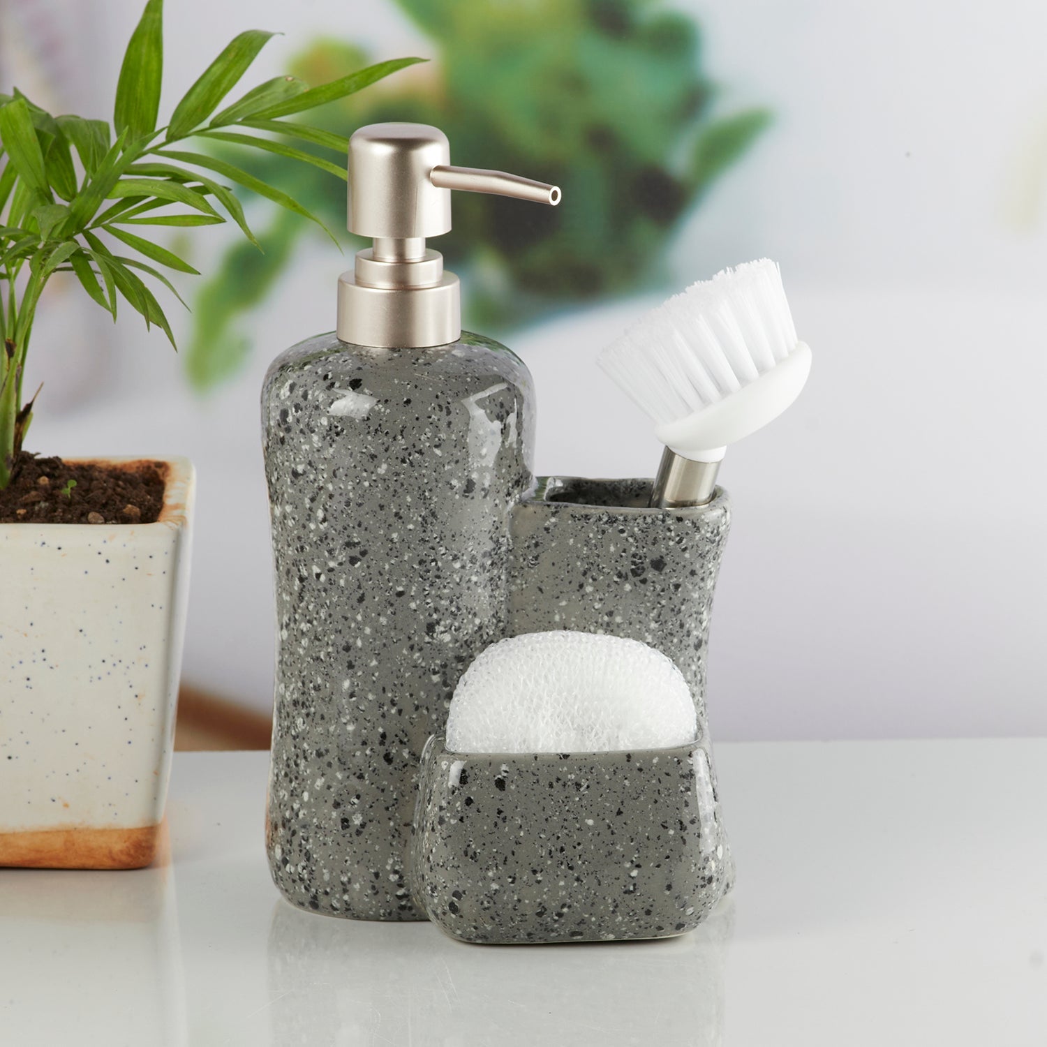 Ceramic Soap Dispenser handwash Pump for Bathroom, Set of 1, Black (10307)