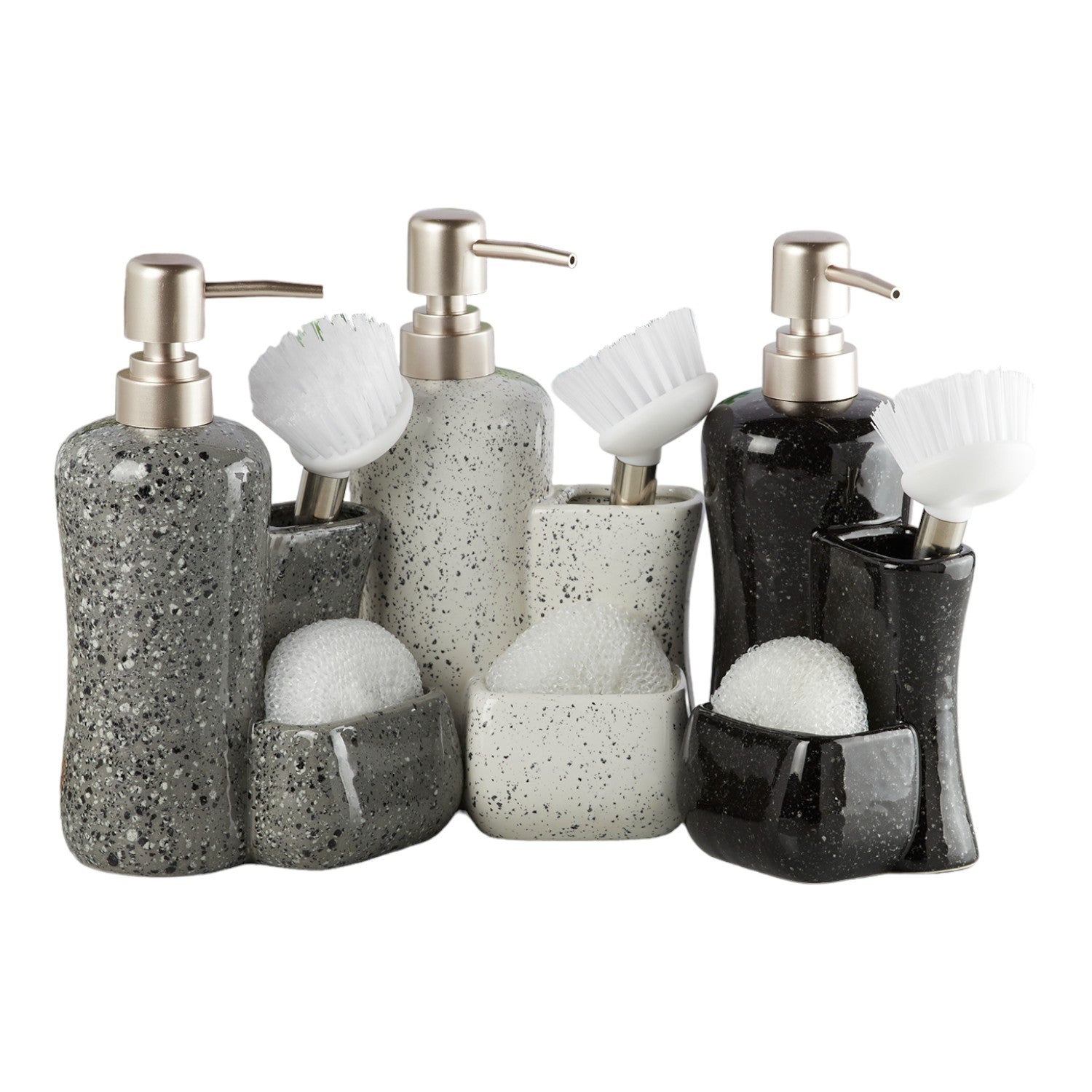 Ceramic Soap Dispenser for handwash for Bathroom, Multicolor, (Set of 3) (10329)