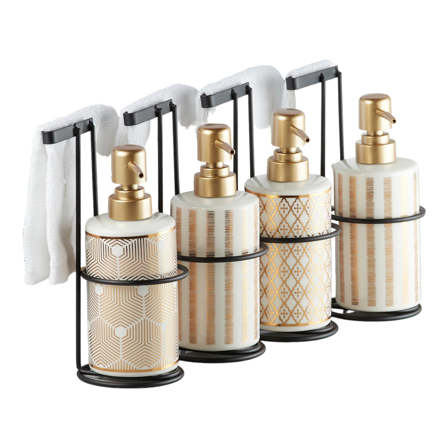 Ceramic Soap Dispenser for handwash for Bathroom, Multicolor, (Set of 4) (10334)