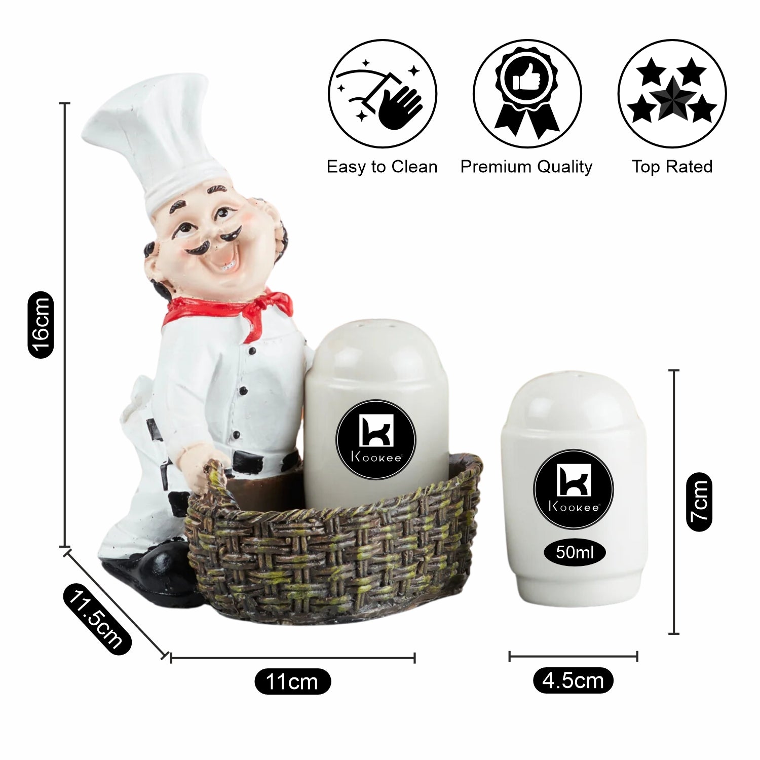 Polyresin Chef Salt and Pepper Shakers Set holder (10339)