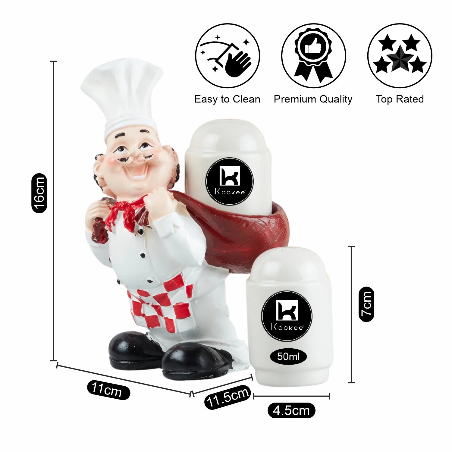 Polyresin Chef Salt and Pepper Shakers Set holder (V-SALT-023-1)