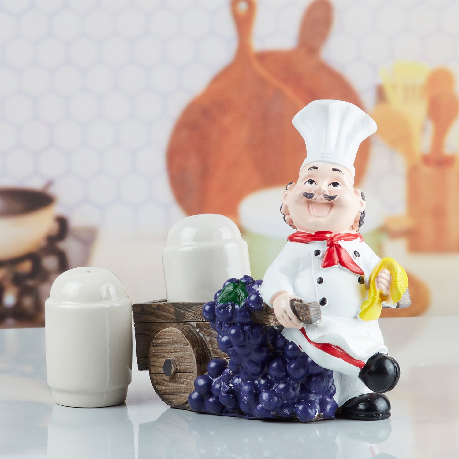 Polyresin Chef Salt and Pepper Shakers Set holder (10341)