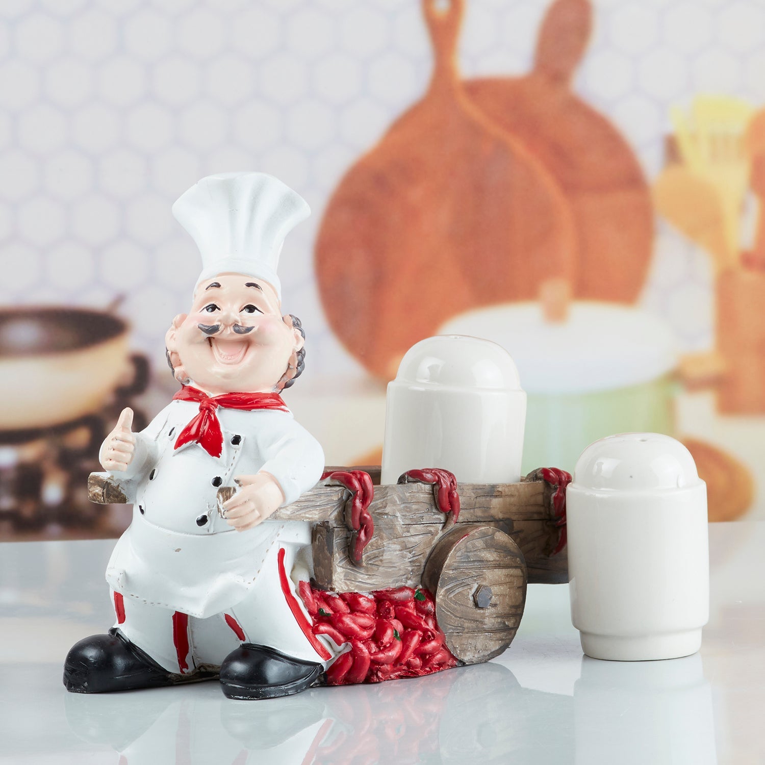 Polyresin Chef Salt and Pepper Shakers Set holder (10341)