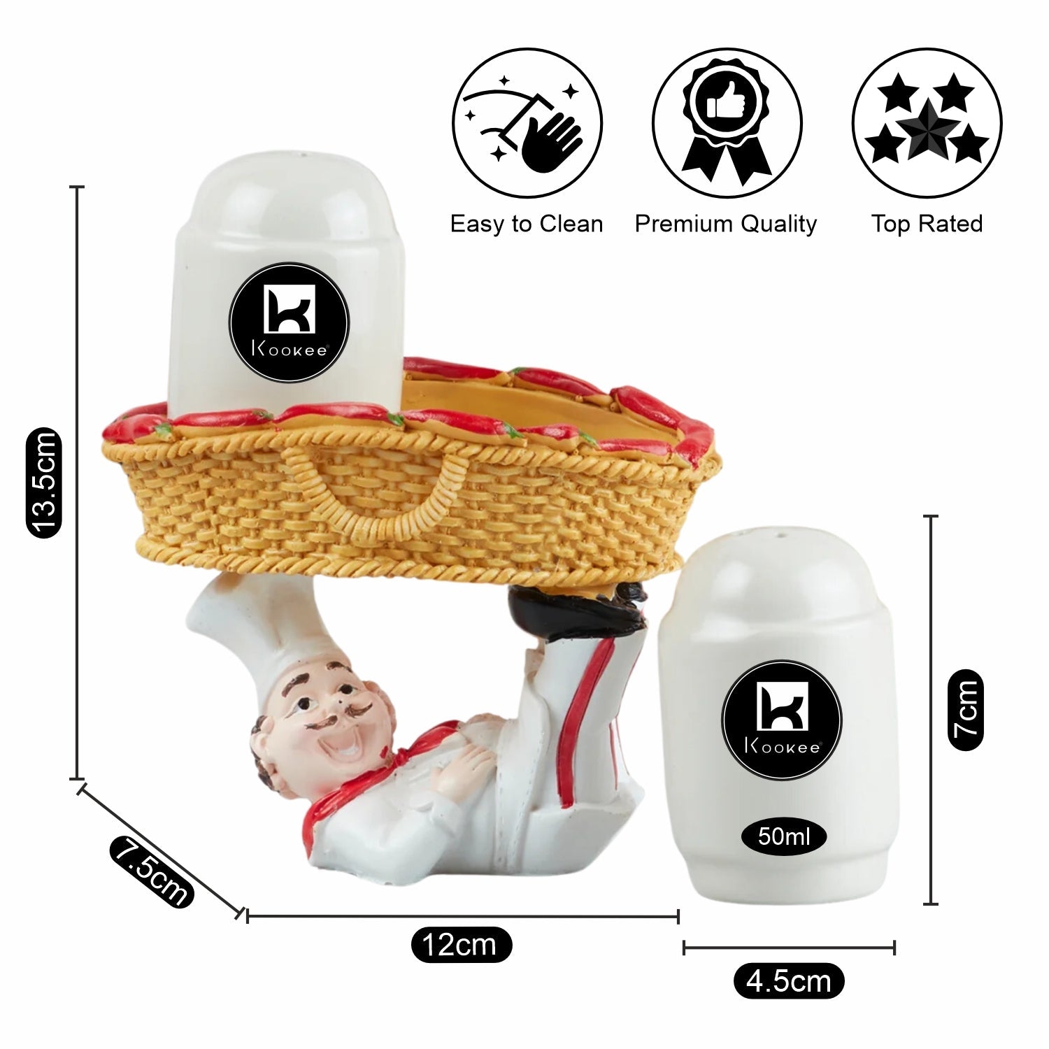 Polyresin Chef Salt and Pepper Shakers Set holder (V-SALT-023-5)
