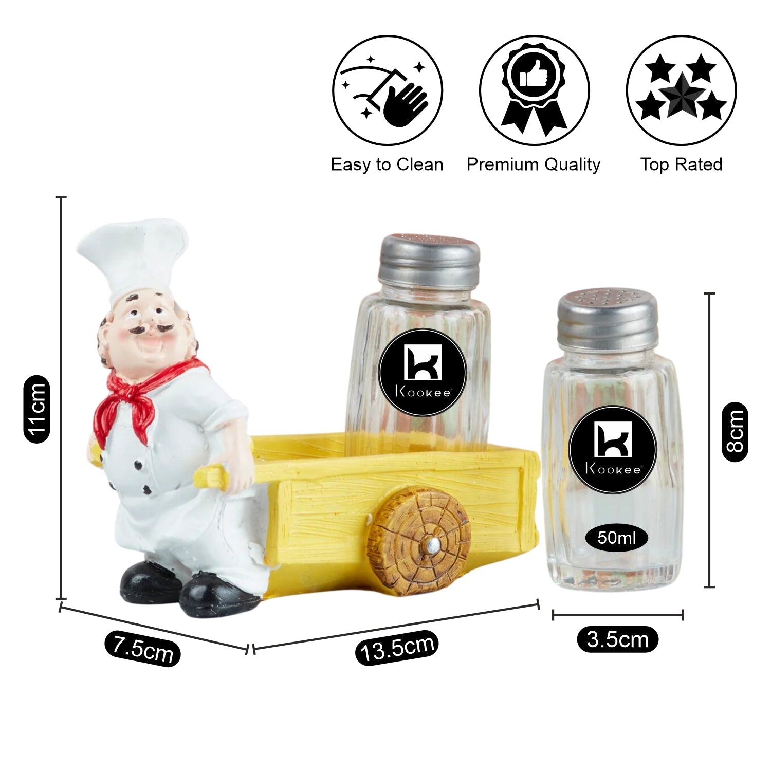 Polyresin Chef Salt and Pepper Shakers Set holder (10345)