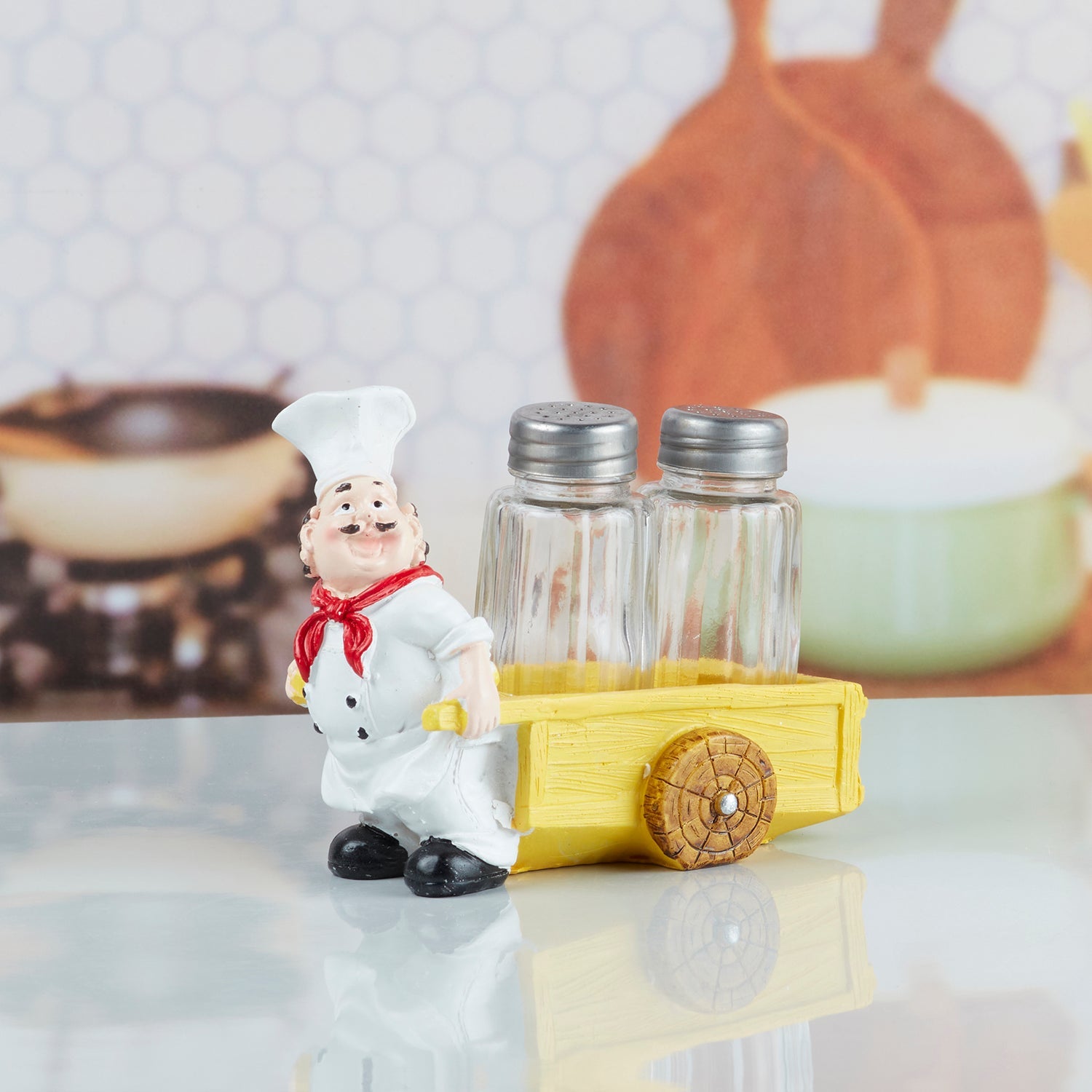 Polyresin Chef Salt and Pepper Shakers Set holder (10345)