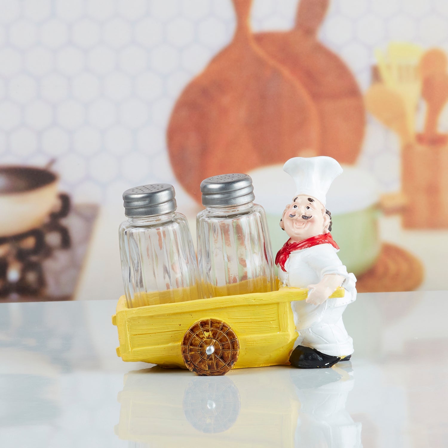 Polyresin Chef Salt and Pepper Shakers Set holder (10345)
