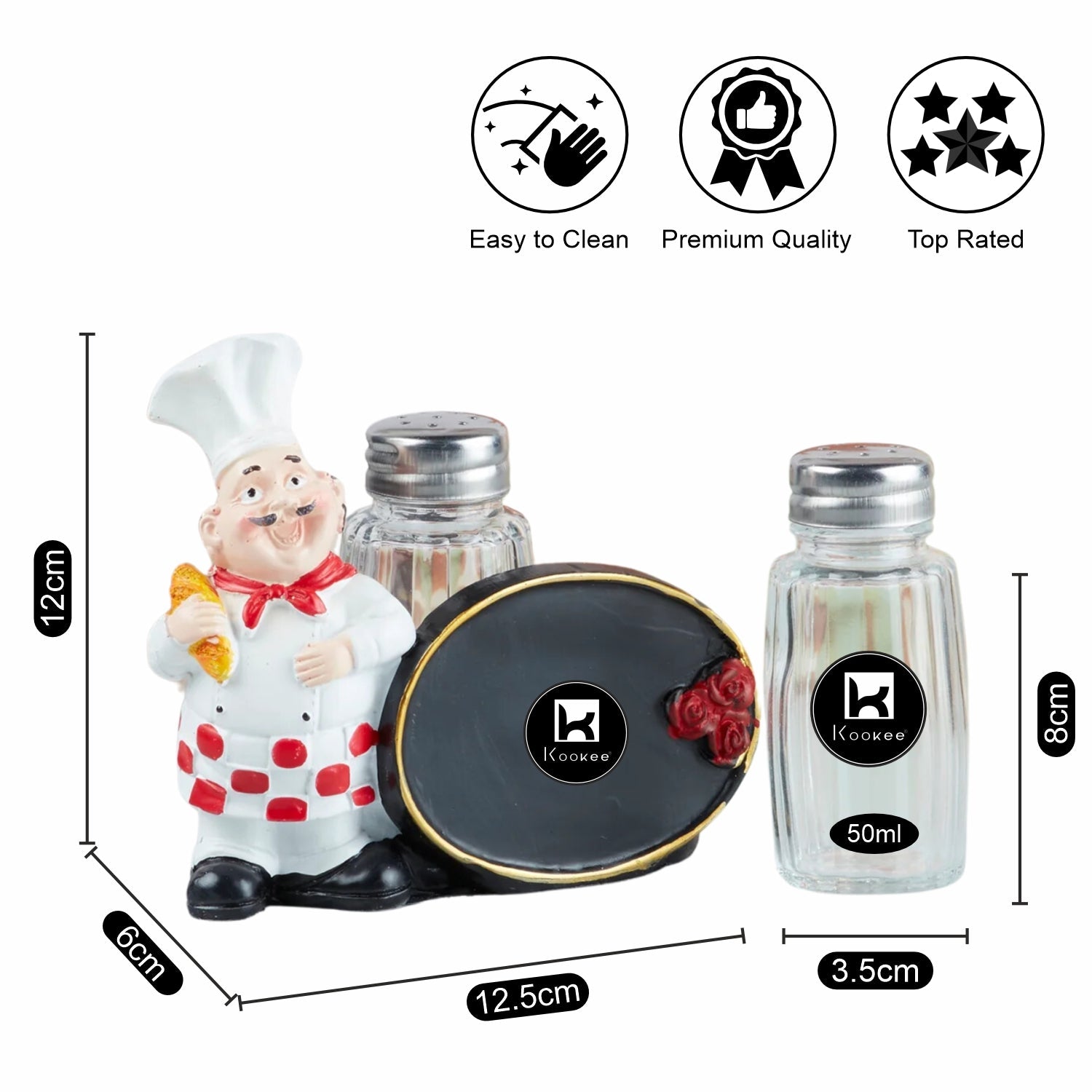 Polyresin Chef Salt and Pepper Shakers Set holder (V-SALT-023-7)