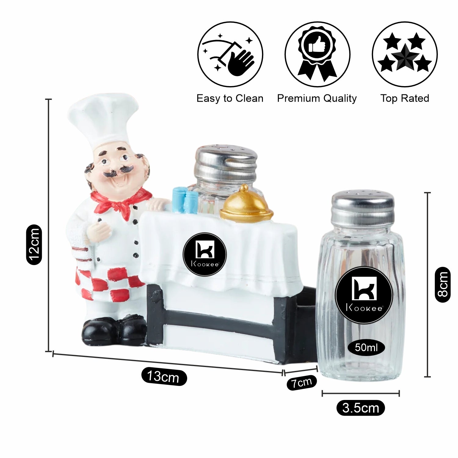 Polyresin Chef Salt and Pepper Shakers Set holder, Set of 2 (10364)