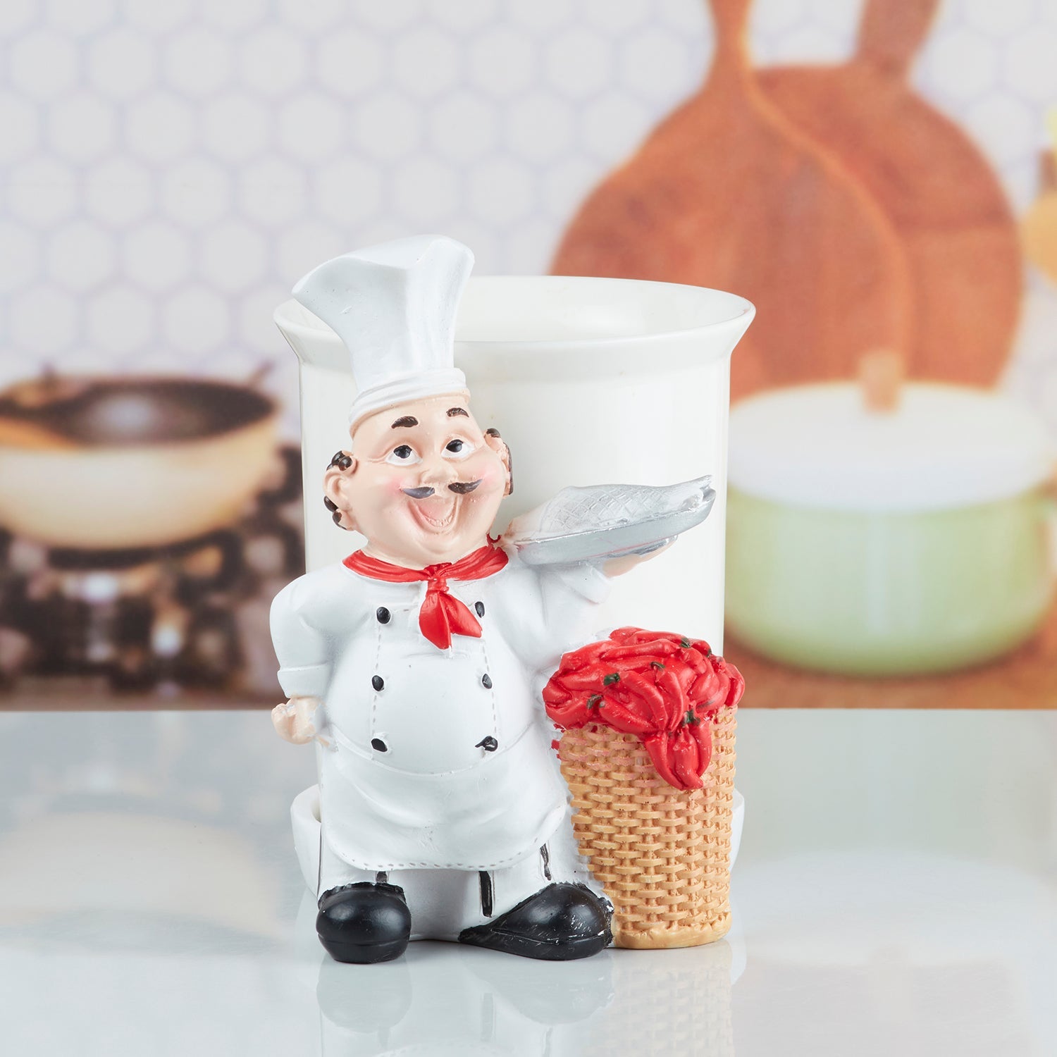 Polyresin Chef Spoon stand & cutlery holder (10351)