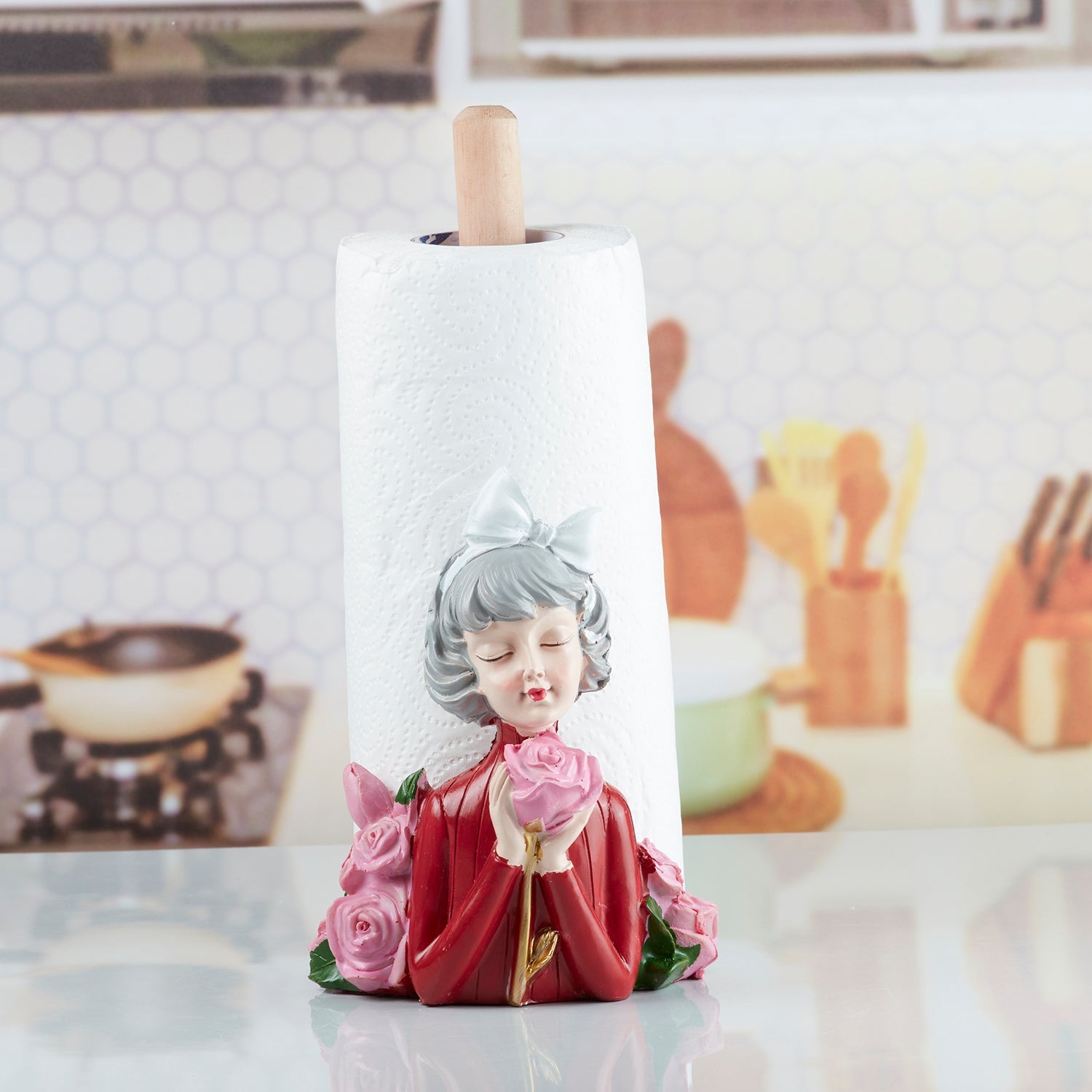 Polyresin Modern Girl Tissue Roll holder, Tissue paper dispenser (10359)