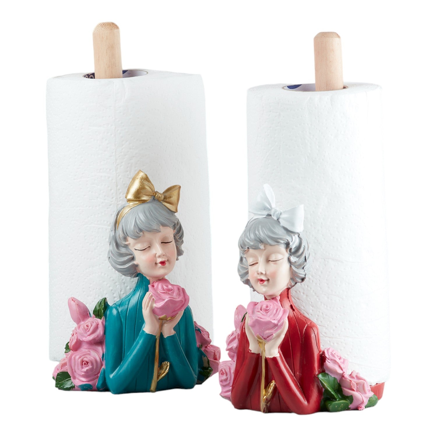 Polyresin Modern Girl Tissue Roll holder & dispenser, Set of 2 (V-TISS-002-1)