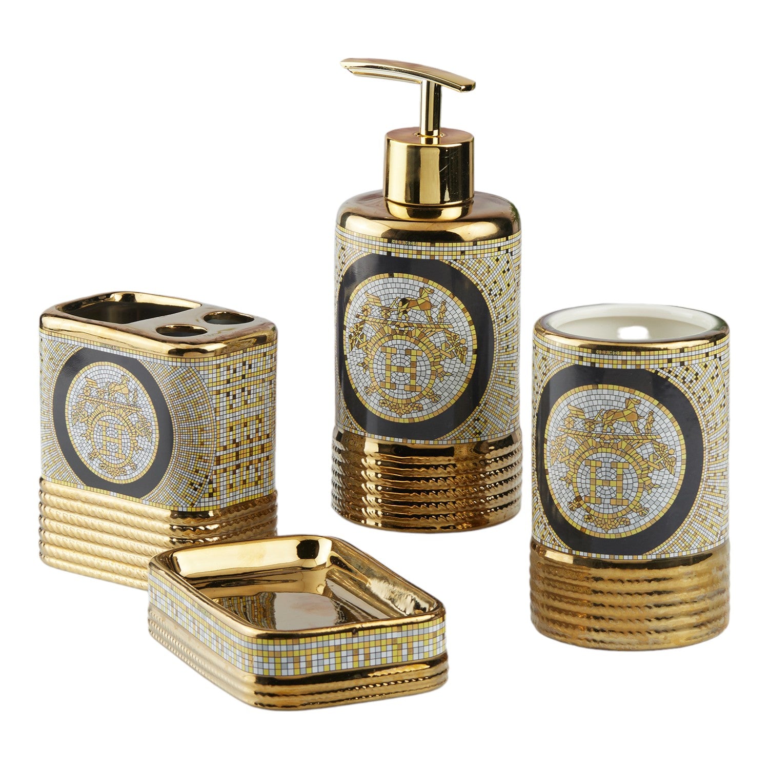 Kookee Ceramic Bathroom Sets, Gold, ART10370