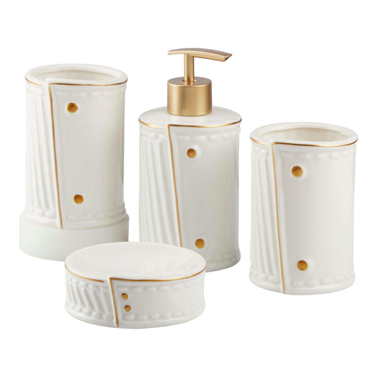 Kookee Ceramic Bathroom Sets, White, ART10373