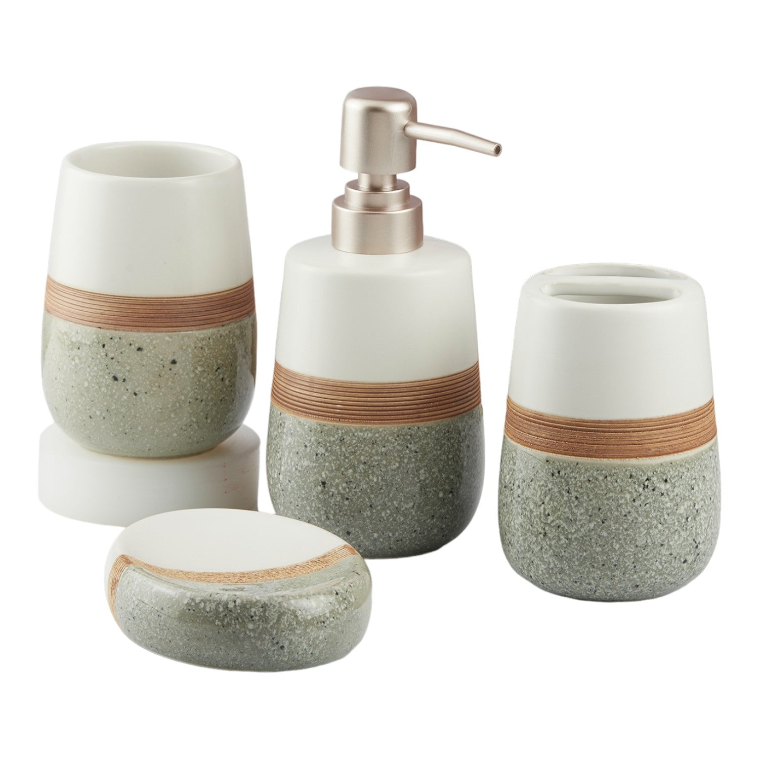 Kookee Ceramic Bathroom Sets, Grey, ART10375