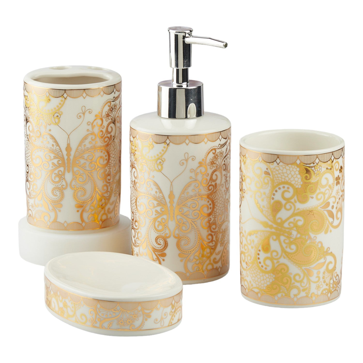 Kookee Ceramic Bathroom Sets, Gold, ART10378