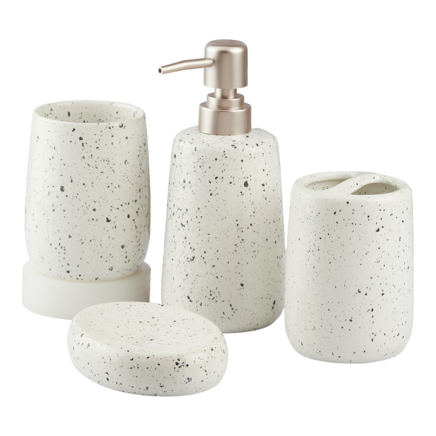 Ceramic Bathroom Set of 4 with Soap Dispenser (10383)