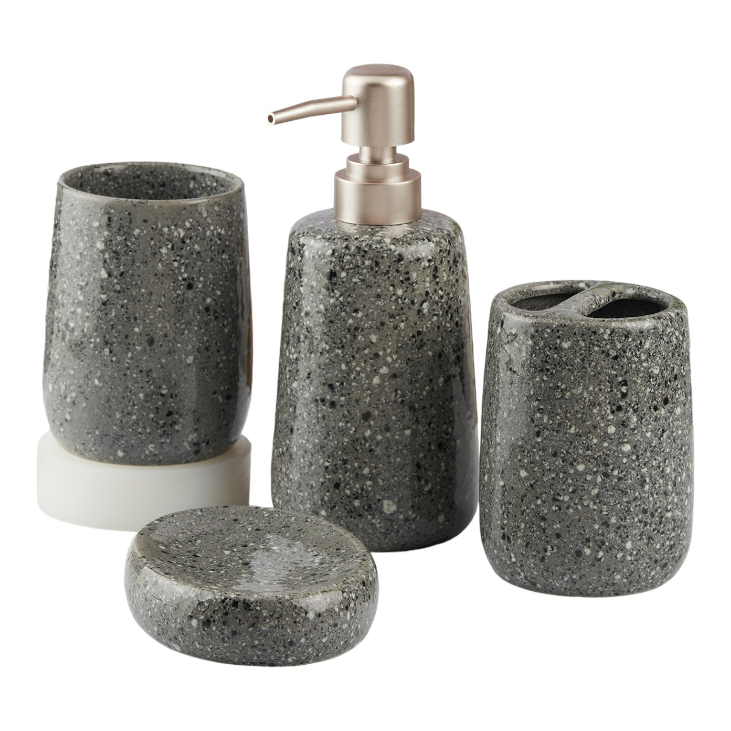 Ceramic Bathroom Set of 4 with Soap Dispenser (10384)