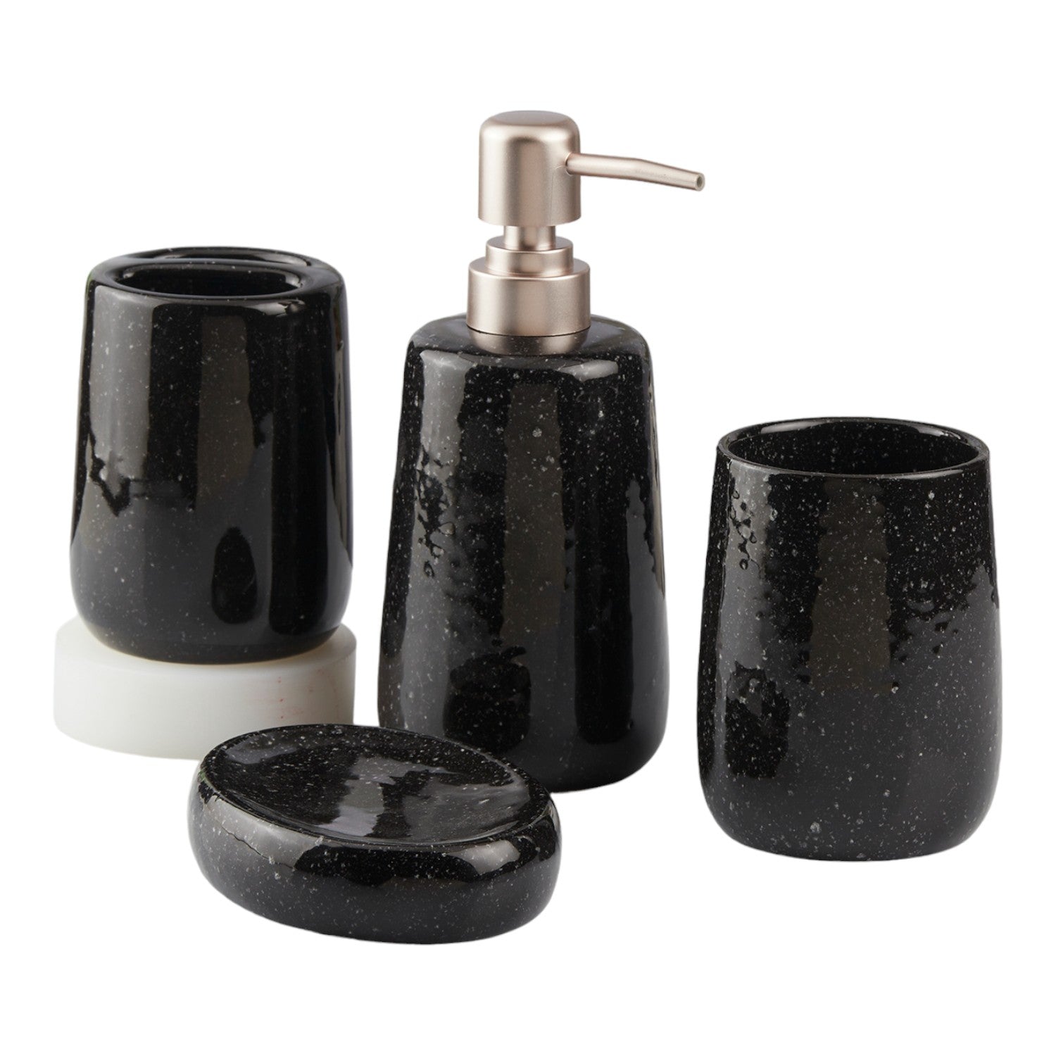 Ceramic Bathroom Set of 4 with Soap Dispenser (10385)