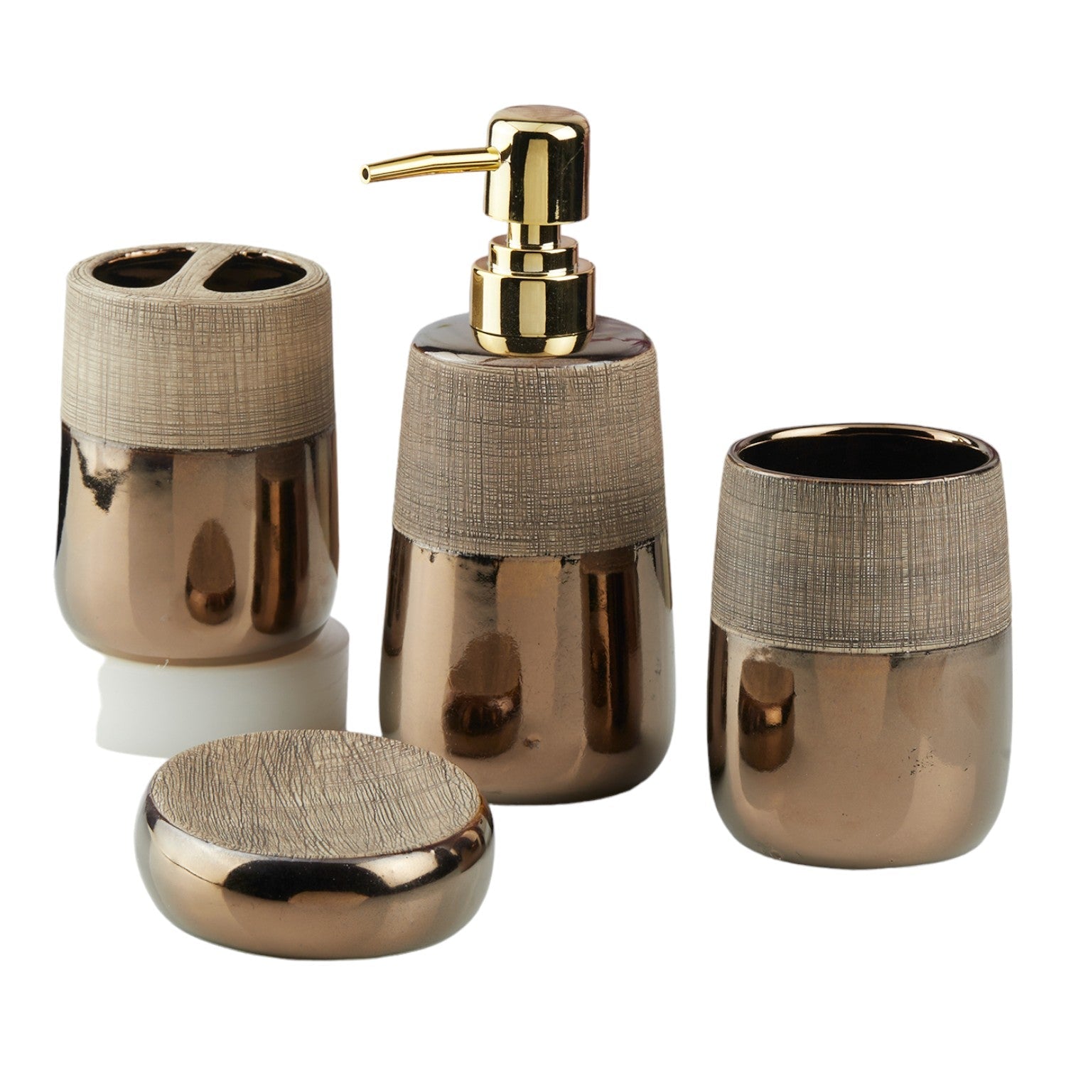 Ceramic Bathroom Set of 4 with Soap Dispenser (10386)