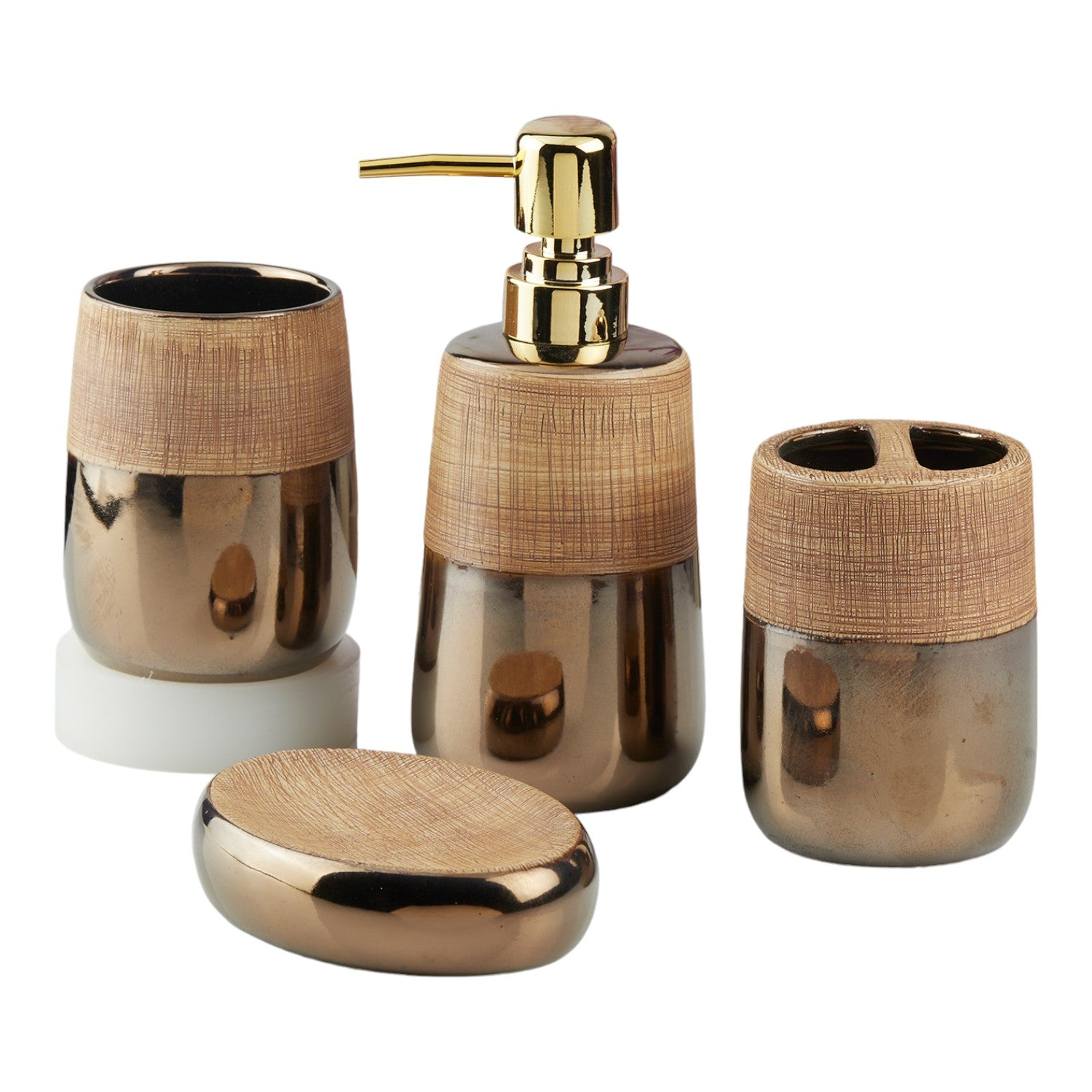Kookee Ceramic Bathroom Sets, Brown, ART10387