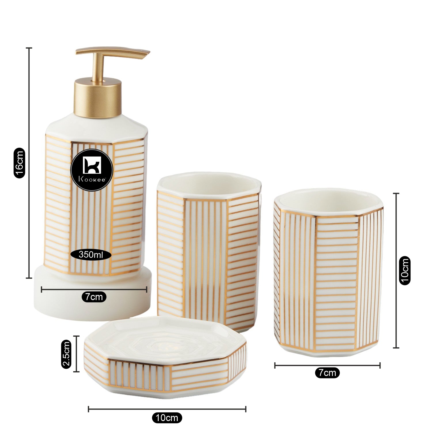 Kookee Ceramic Bathroom Sets, White, ART10388