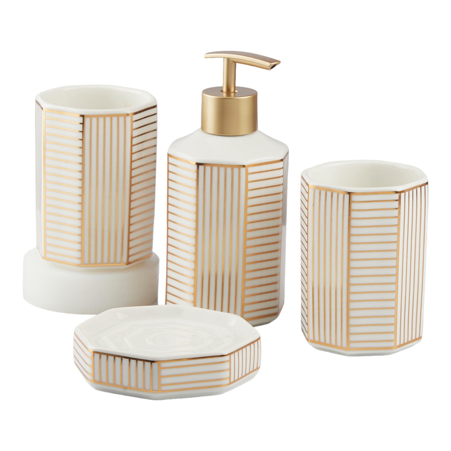 Kookee Ceramic Bathroom Sets, White, ART10388