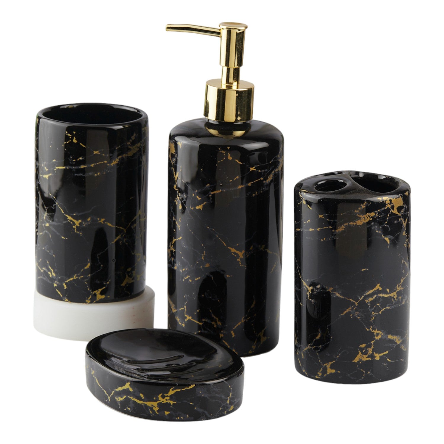 Kookee Ceramic Bathroom Sets, Black, ART10390