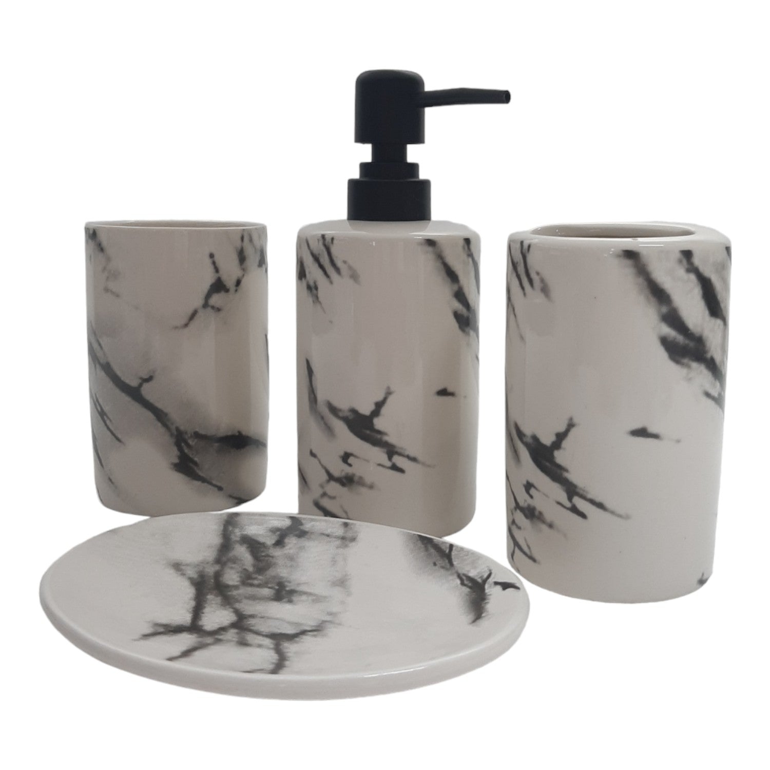 Ceramic Bathroom Set of 4 with Soap Dispenser (10391)