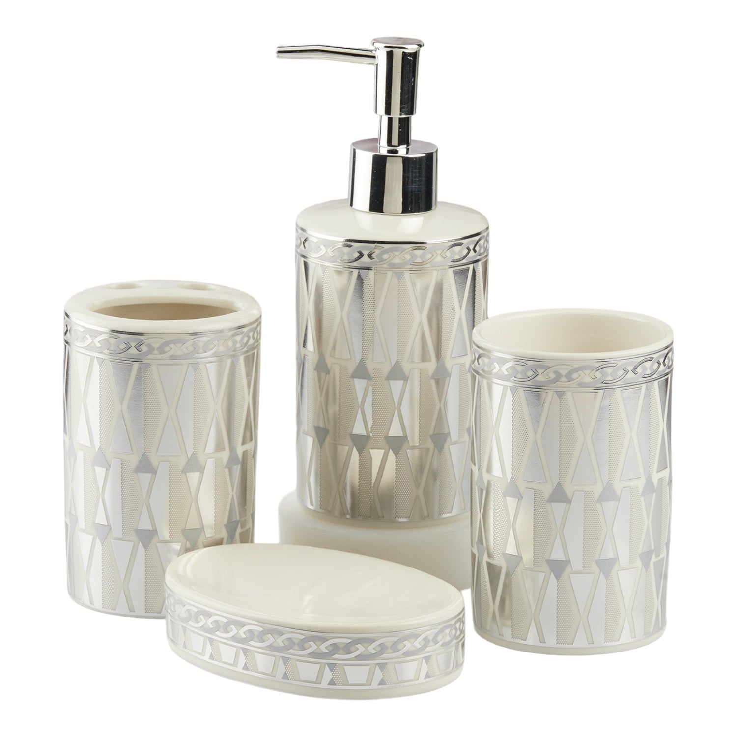 Kookee Ceramic Bathroom Sets, Silver, ART10395