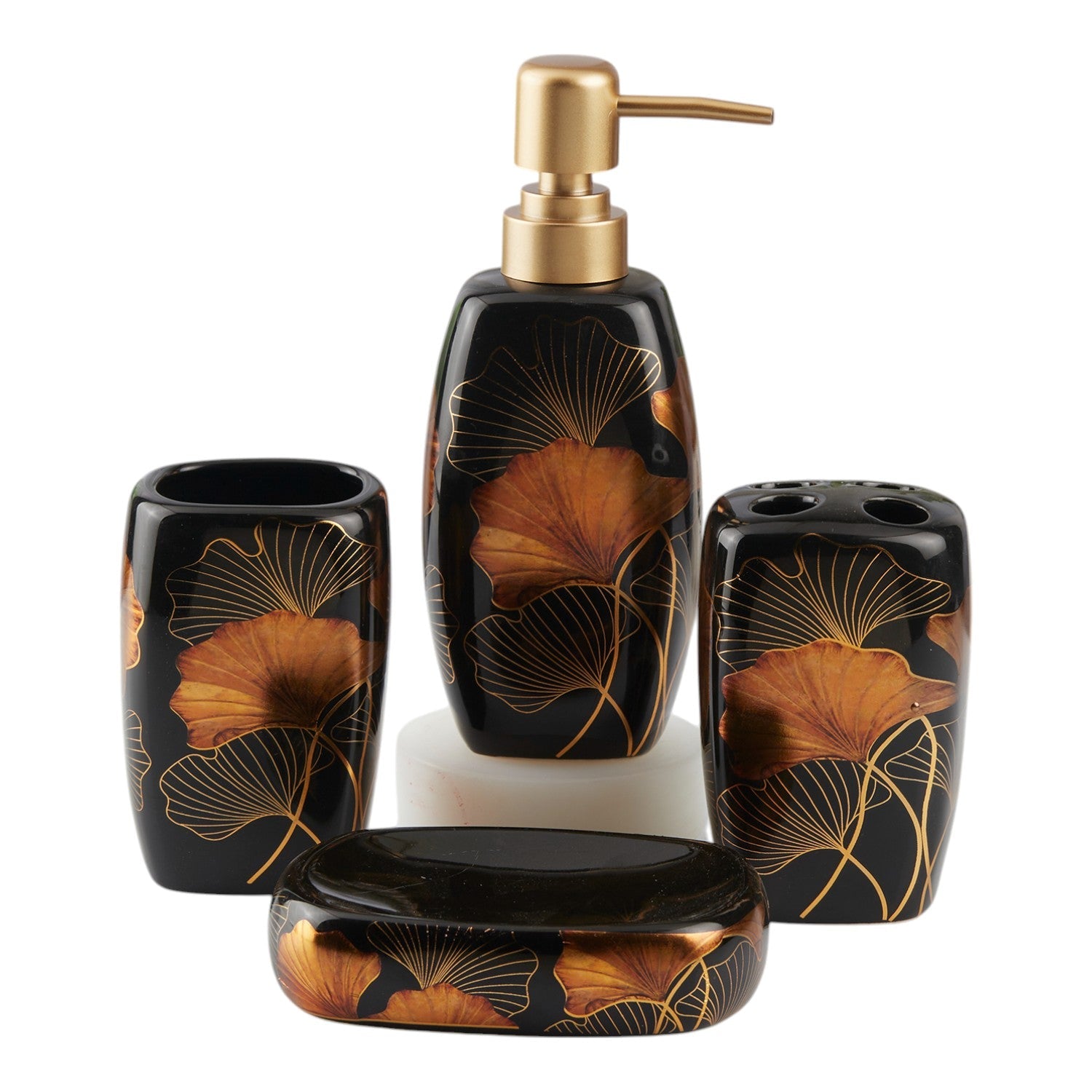 Ceramic Bathroom Set of 4 with Soap Dispenser (10396)