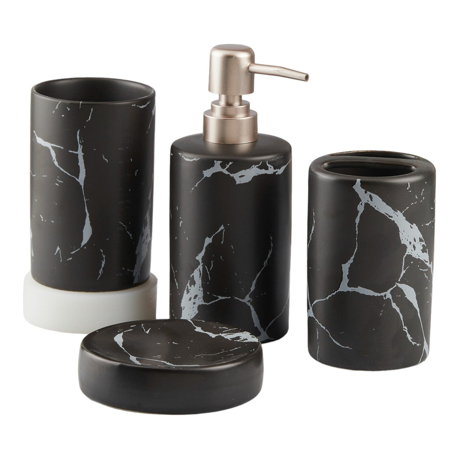 Ceramic Bathroom Set of 4 with Soap Dispenser (10425)