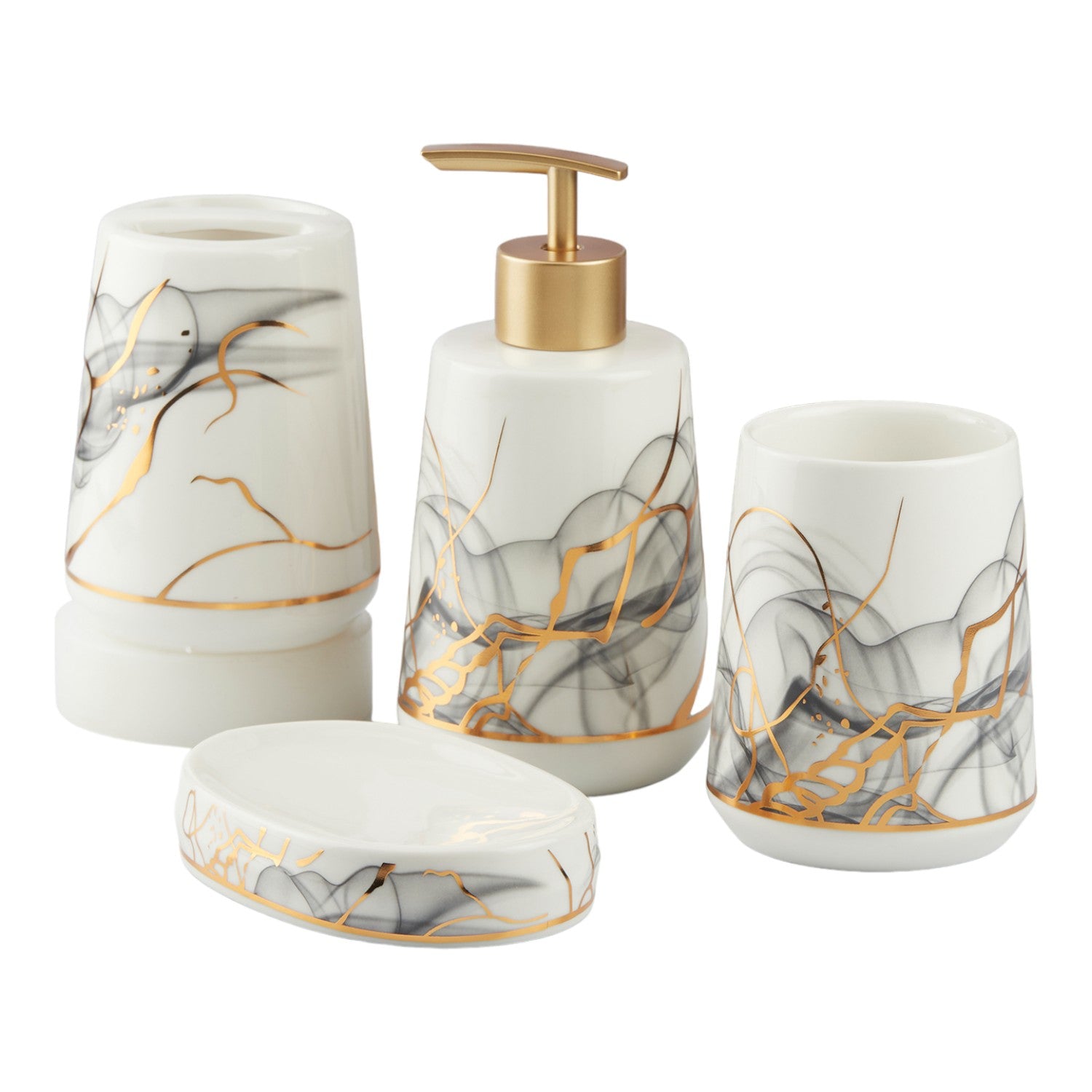 Kookee Ceramic Bathroom Sets, White, ART10426