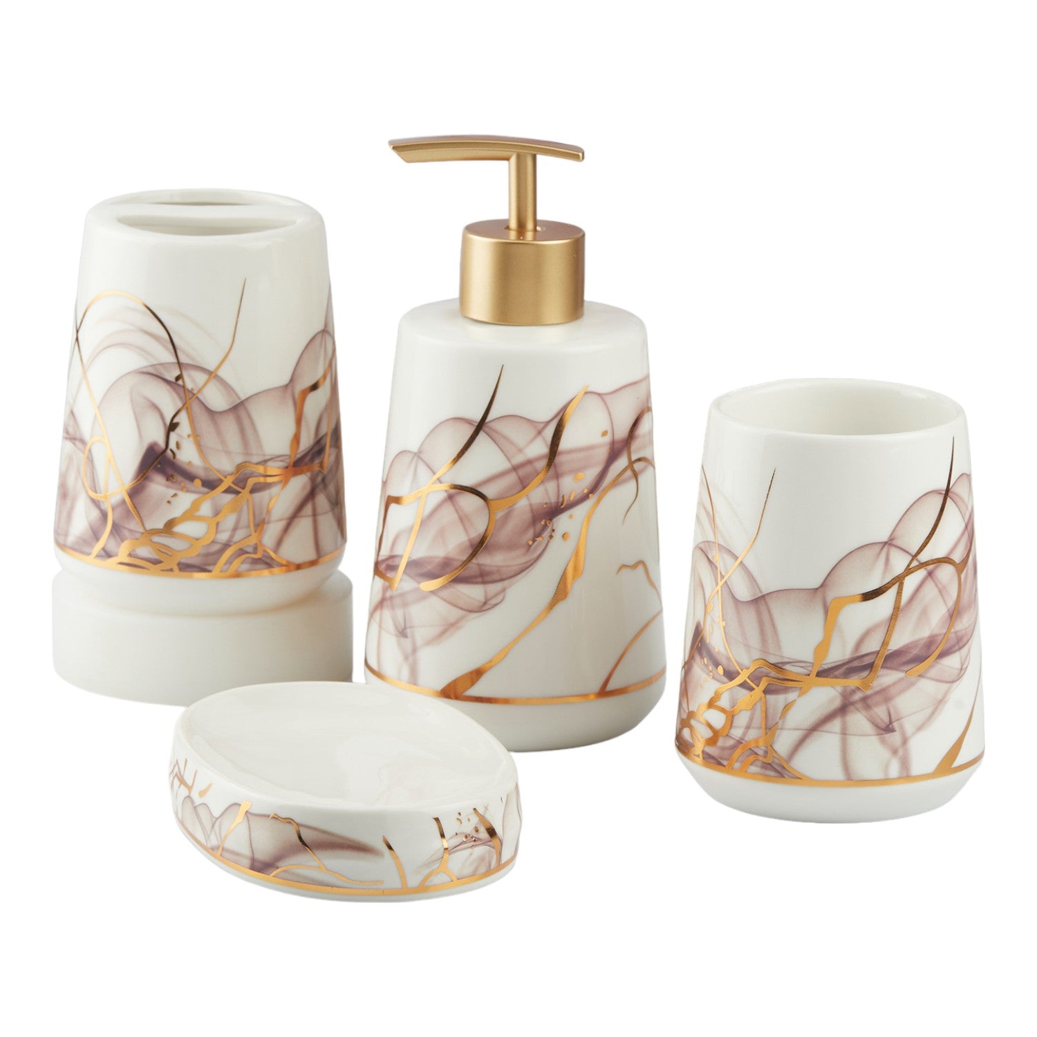 Kookee Ceramic Bathroom Sets, White, ART10427