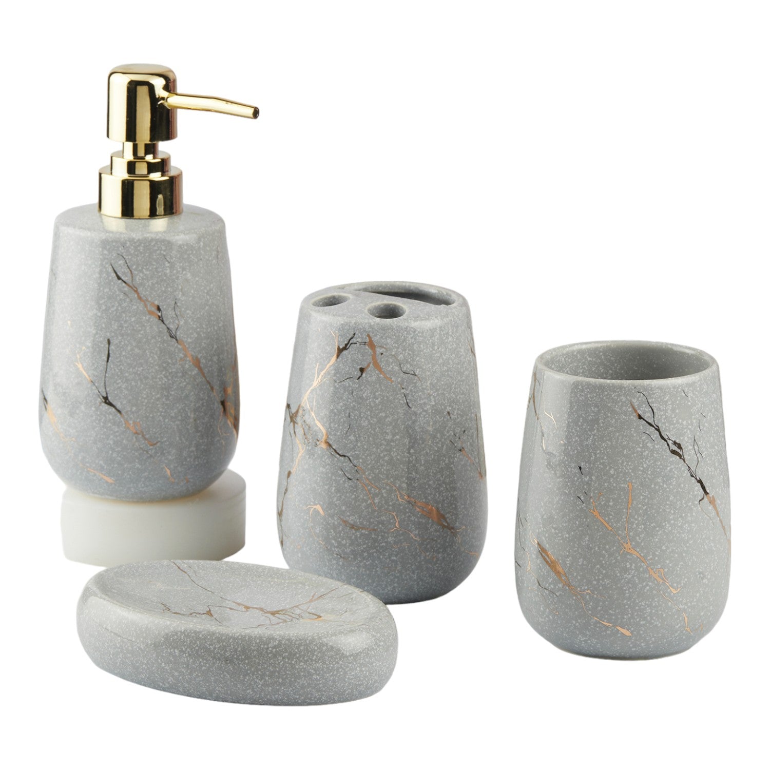 Kookee Ceramic Bathroom Sets, Grey, ART10430