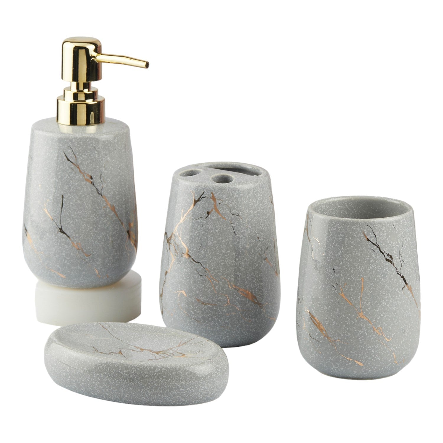 Ceramic Bathroom Set of 4 with Soap Dispenser (10430)