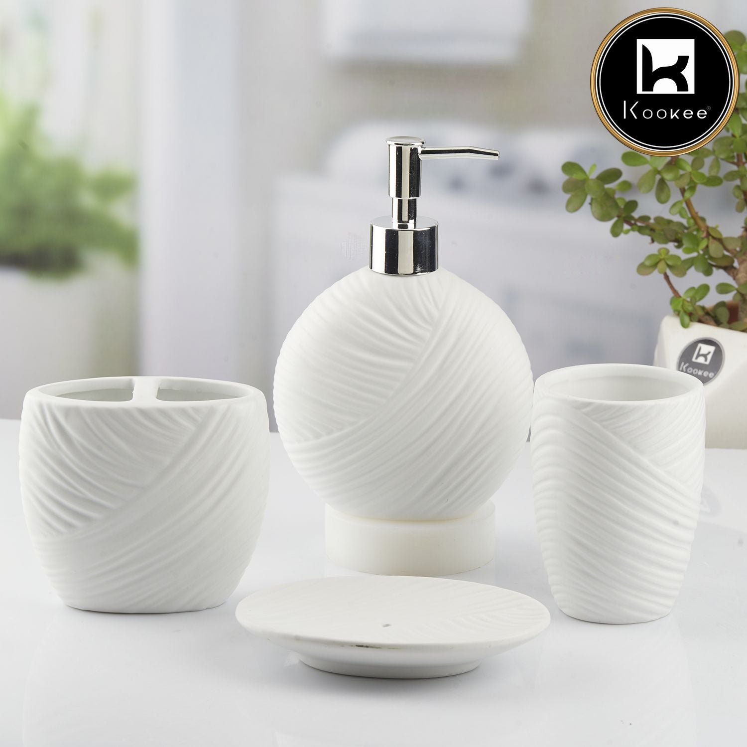 Kookee Ceramic Bathroom Sets, White, ART10431