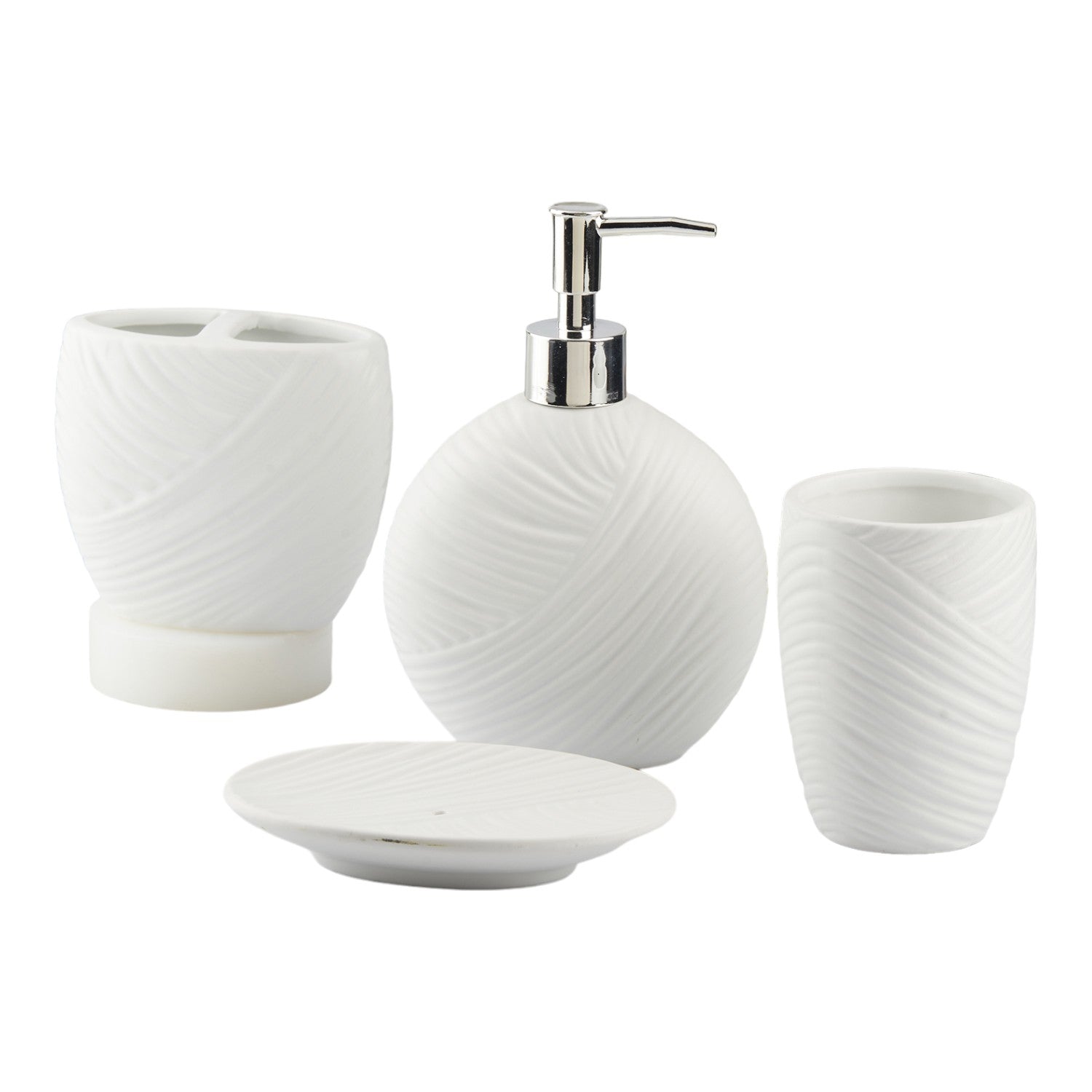 Ceramic Bathroom Set of 4 with Soap Dispenser (10431)